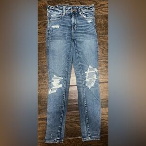 Women's Distressed American Eagle Blue Jeans